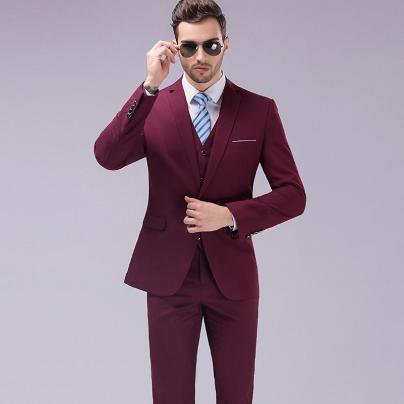2023 Pánsky Oblek Slim Business Trojdielny Classic