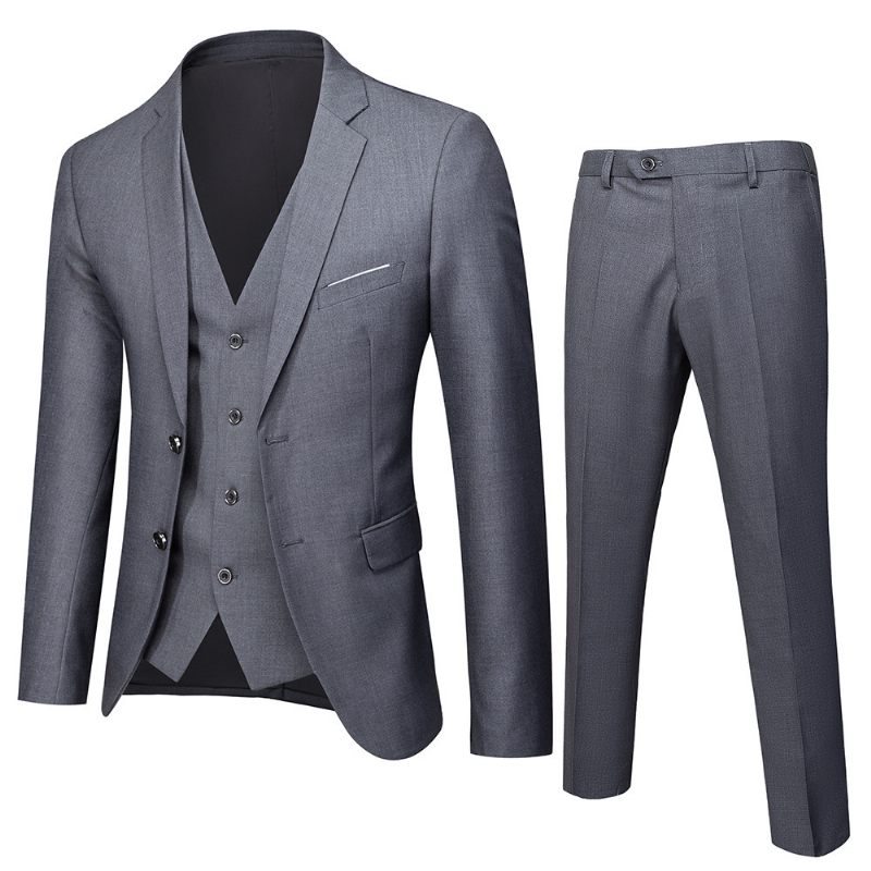 Dvojradový Pánsky Oblek Slim Fit Manželstvo Business Neformálne