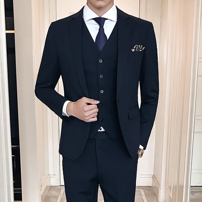 Obleky Business Men Dvojradové Slim Fit Elastické