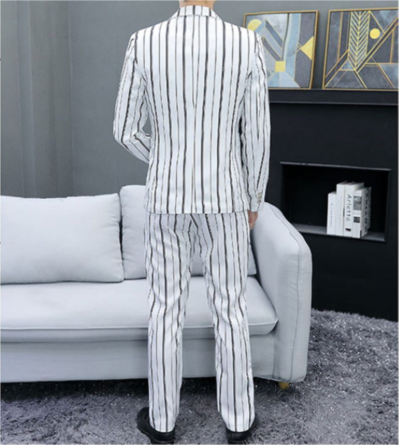 Obleky Muži Pruhy Mládež Ležérne Dvojdielne Slim Fit Bundy