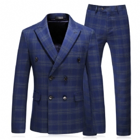 Pánsky Oblek Trojdielny Slim Business Casual Dress Check