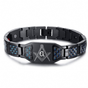 Náramok Z Nehrdzavejúcej Ocele Masonic Carbon Fiber Magnetic Energy Black Titanium Steel Pre Mužov