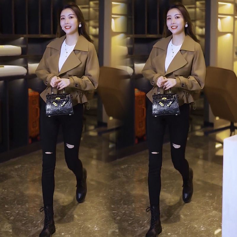 2023 Cropped Coats Dámske Trendy Bundy Pracovné Oblečenie Topy Khaki Trenčkoty