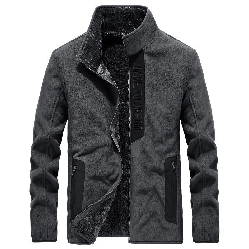 Bundy Pánske Ležérne Fleece Kabát Bez Goliera Na Zips