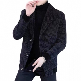 Pánsky Vlnený Kabát Trendy Bunda Lapel Slim Fit