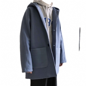 Vlnený Kabát Hrubá Vetrovka Pánsky Dlhý Trendy Voľný