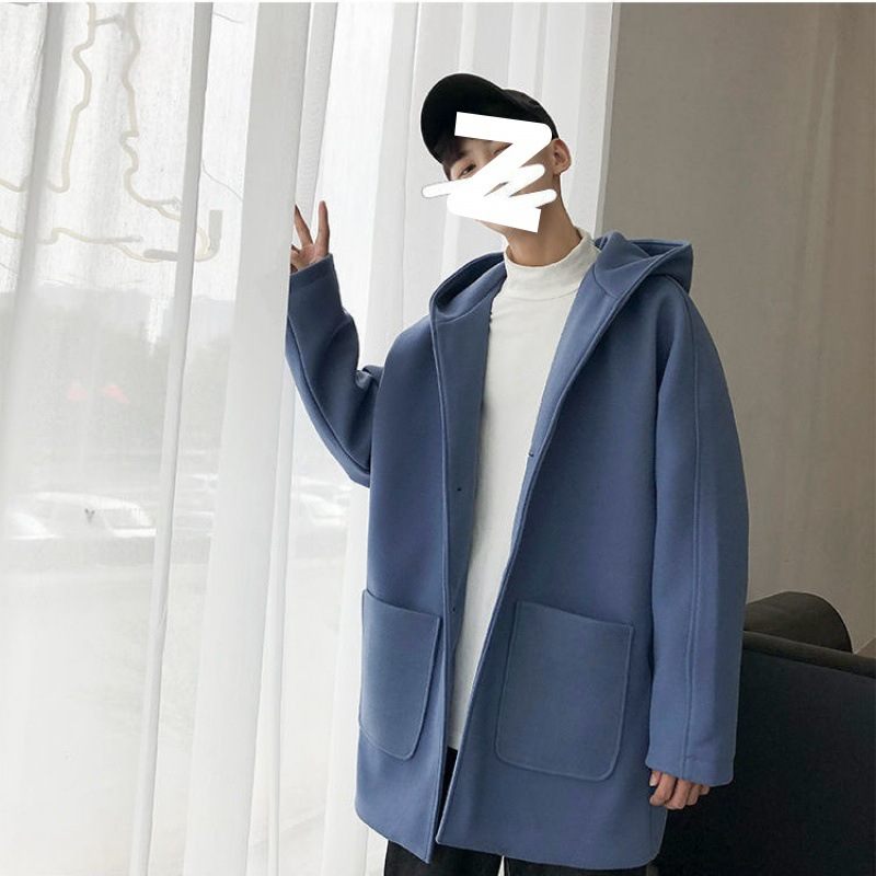 Vlnený Kabát Hrubá Vetrovka Pánsky Dlhý Trendy Voľný