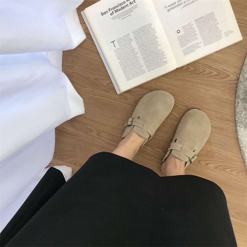 Dámske Slip-on Baotou Spring New Frosted Burg Flat Muller