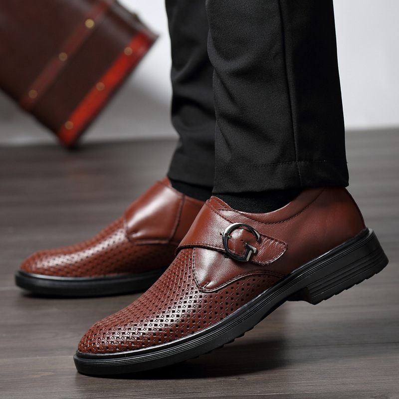 Hollow Business Dress Shoes Z Hovädzej Kože Veľká Veľkosť 454647 Letné Zdvíhacie Topánky Priedušné
