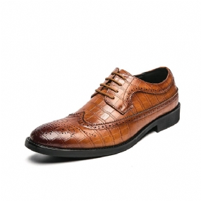 Nové Pánske Spoločenské Topánky Nadmerných Veľkostí Móda Retro Brogue Kostkované Šitie Šnurovanie So Špicatou Špičkou