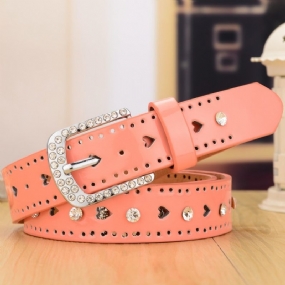 Candy Color Fashion Ozdobný Tenký Opasok Dámsky Štrasový Štras Broskyňový