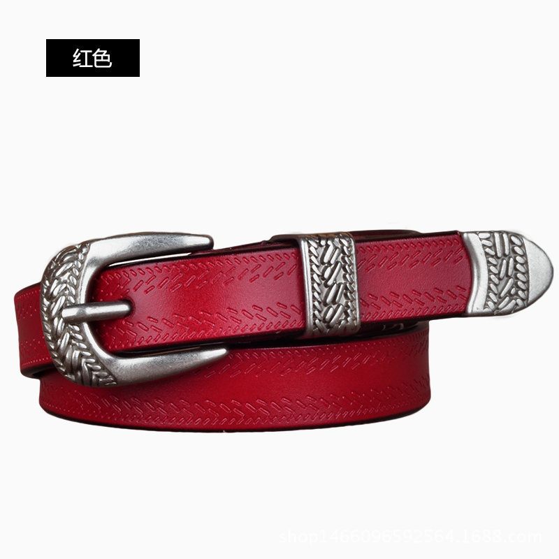 Dámsky Vintage Opasok Kožený Ozdobný Trendy Nový Úzky Trojdielny Oblek