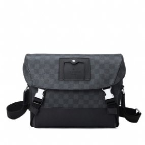 Messenger Bag Men 2023 Nová Pánska Taška Šachovnicová Módna Ležérna S Obalom Z Pravej Hovädzej Kože