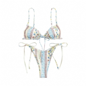 2023 Nová Kontrastná Farba Remienok So Šnúrkou Sexy Rozdelené Bikiny Dámske Plavky
