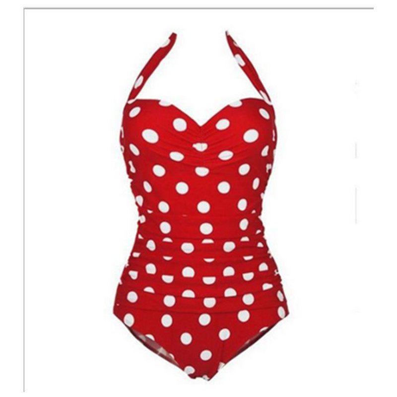 Nové Sexi Retro Bodkované Jednodielne Plavky Viacfarebné Plus Size