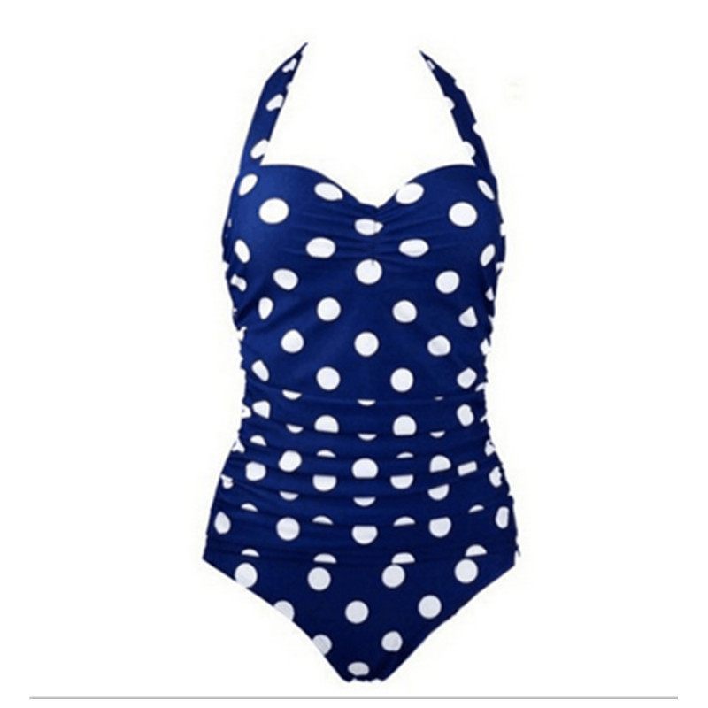 Nové Sexi Retro Bodkované Jednodielne Plavky Viacfarebné Plus Size