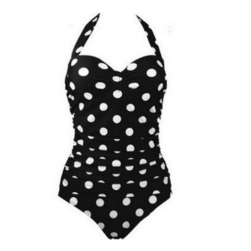 Nové Sexi Retro Bodkované Jednodielne Plavky Viacfarebné Plus Size