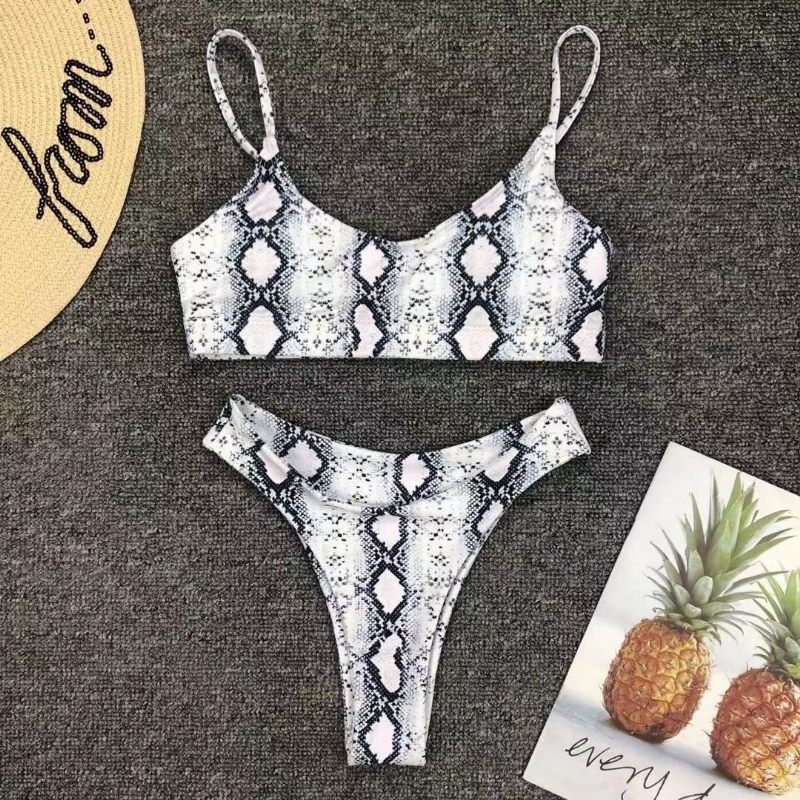 Sexy Leopard Bikini Plavky Stock Rovné Vlasy