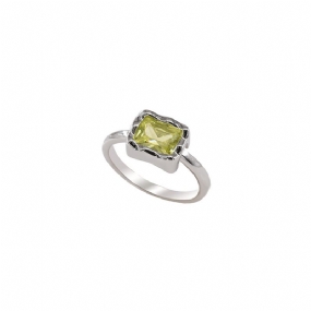 Pokročilý Zelený Diamant Geometrický Hroznový Štvorcový Diamantový Prsteň Ženská Móda Osobnosť Ukazovák