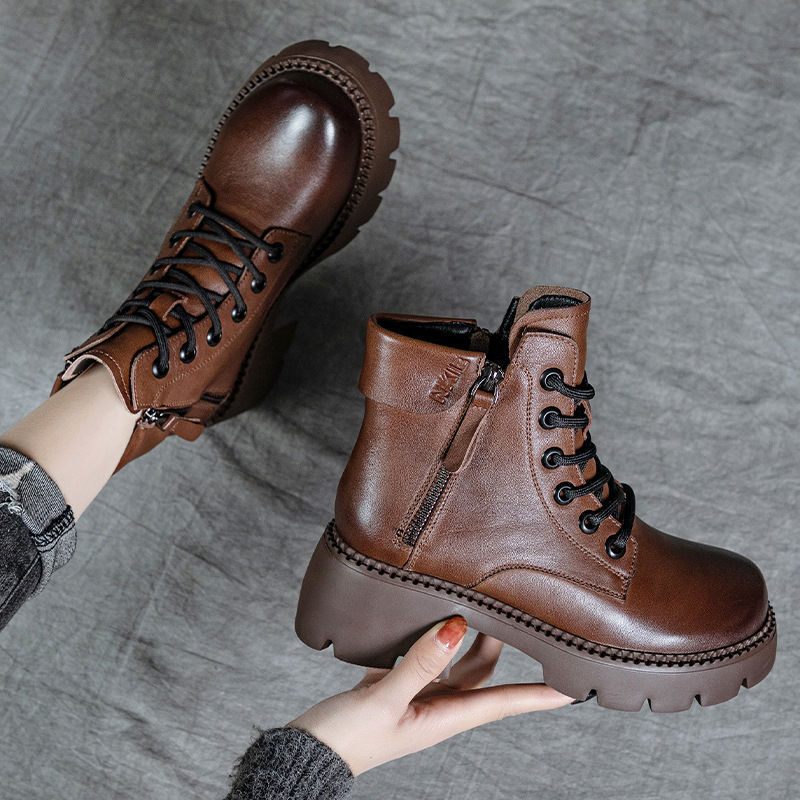 Martin Čižmy Dámske Jesenné A Zimné Nové Okrúhla Špička 6cm Zvýšený Hrubý Podpätok Retro Krátke Príliv