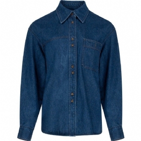 Dámska Košeľa Art Retro S Dlhým Rukávom Classic Denim
