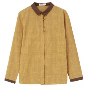 Dámska Košeľa S Chlopňou Check Long Sleeve Retro Tenká Časť