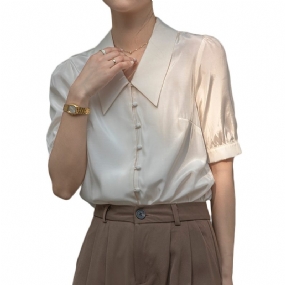 Dámska Košeľa S Krátkym Rukávom V Retro Tenkej Časti S Naberaným