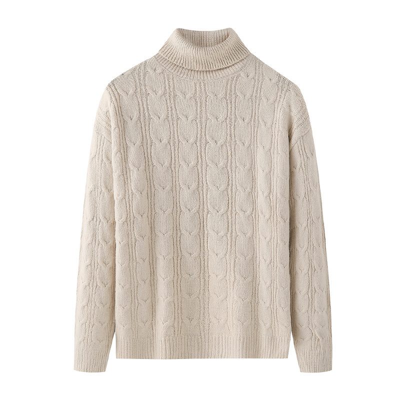 2023 Jacquard Texture Trend Voľný Pletený Sveter S Rolákom Teplý