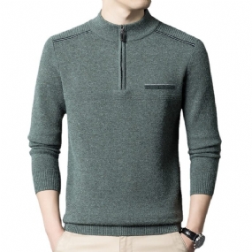Pánsky Poloturtleneck Sveter Na Zips S Hrubým Spodkom Biznis Ležérne