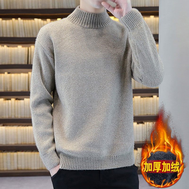Pánsky Sveter S Polovičným Rolákom Hrubé Trendy Pekné Teplé Topy