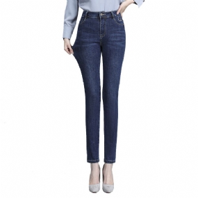 Dámske Džínsy S Vysokým Pásom Stretch Slim Fit