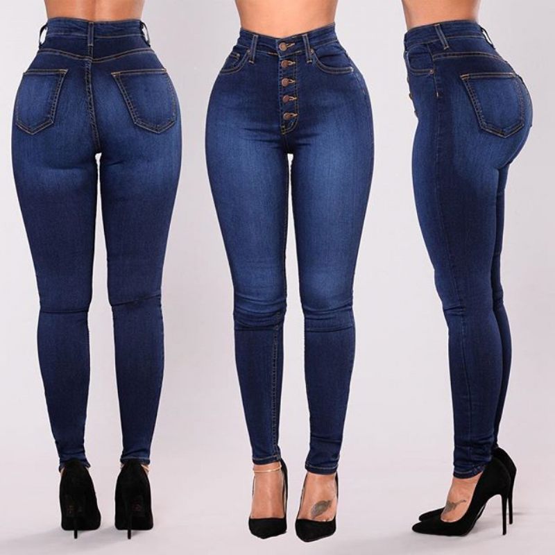 Dámske Ležérne Nohavice Slim Fit Denim S Vysokým Pásom