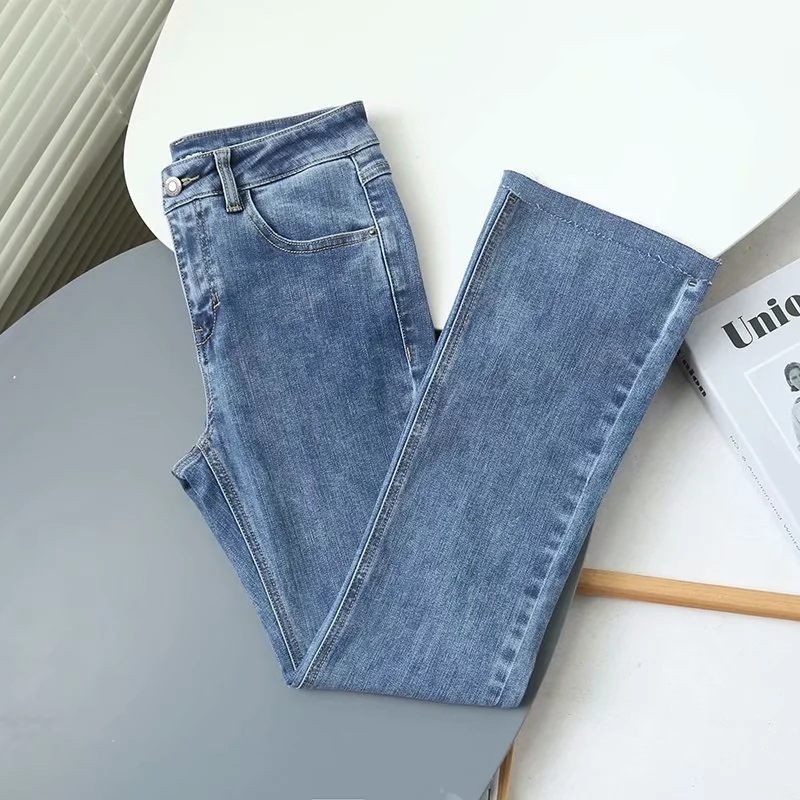 Dámske Ležérne Nohavice Soft High Bootcut Denim