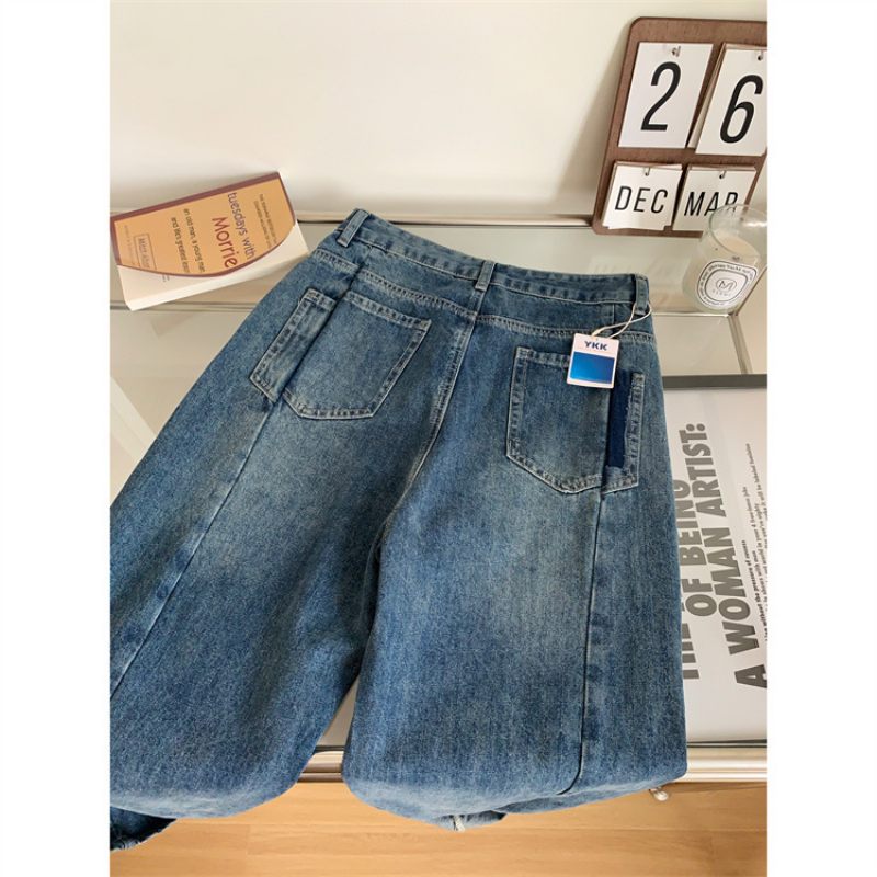 Dámske Voľné Ležérne Rovné Džínsy Denim