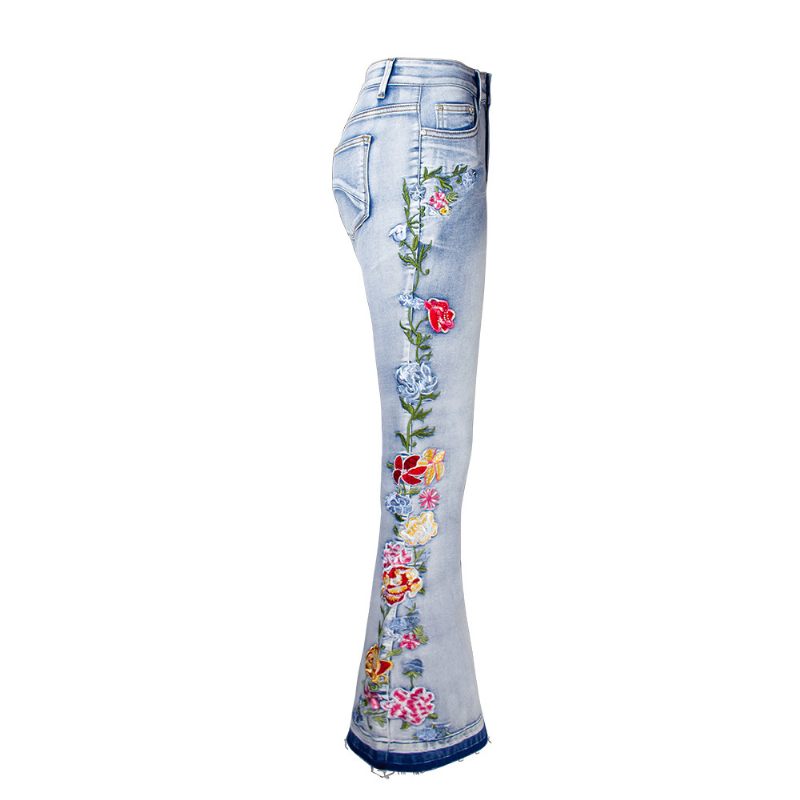 Flared Jeans Ladies Trojrozmerné Vyšívané Nohavice