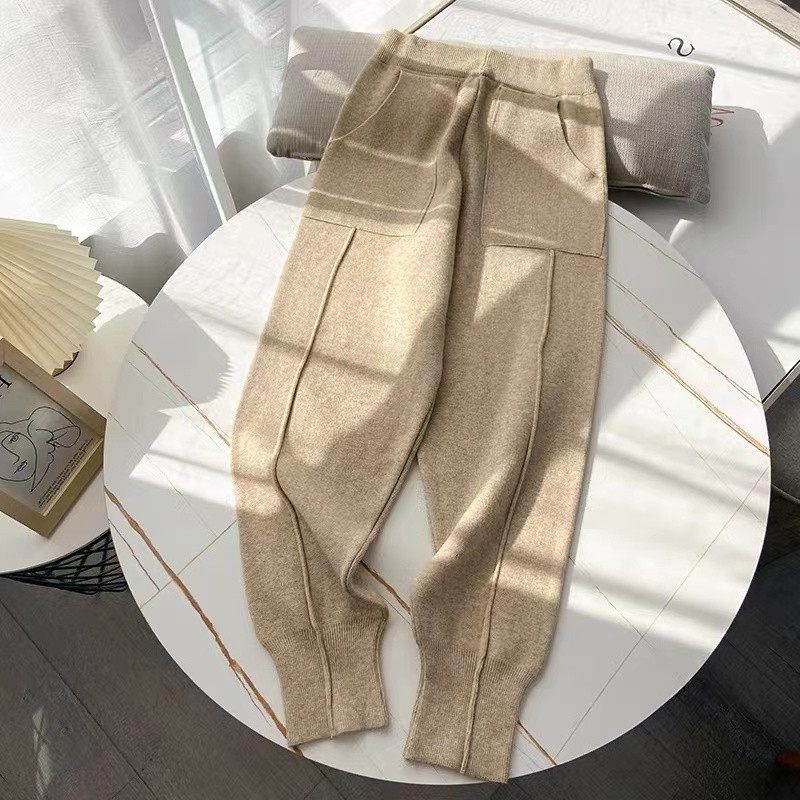 Ležérne Nohavice S Vysokým Pásom Pánske Pletené Háremové Voľné Trendy