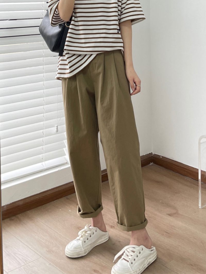 Nohavice Wide Leg Workwear Voľné Trendy