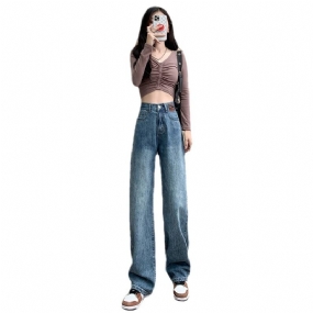 Retro Wide Leg Jeans Ladies Loose Rovné Trendy