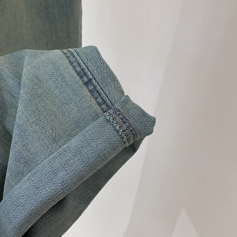 Voľné Rovné Nohavice Svetlé Dámske Stretch Denim Ležérne
