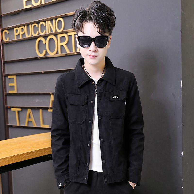 Pánske Vrchné Oblečenie Trend Workwear Denim Casual Bundy