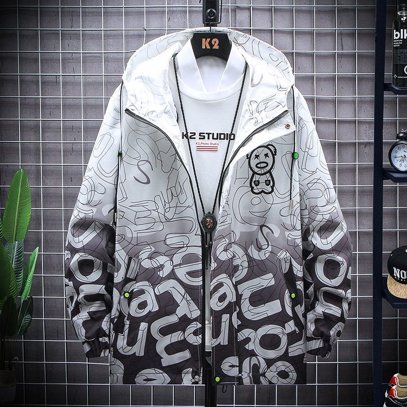 Voľná Bunda Pánske Ležérne Trendy Kabát S Kapucňou