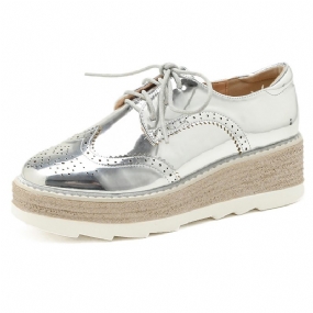 Fashion Brogues Ryté Spoločenské Topánky Šnurovacie Na Platforme Na Klinové Ploché Na Voľný Čas