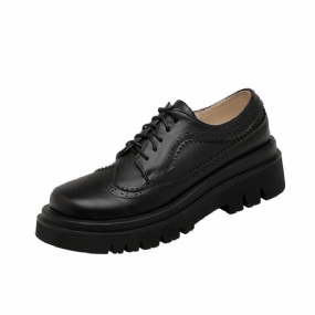 Retro Farebné Zladenie Zlomený Kvet Hrubá Podrážka Deep Mouth Dámske Topánky Brogue Ploché
