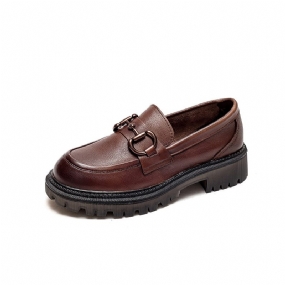 Retro Ležérne Brogue Topánky Dámske Ozdoba Kovová Pracka Ručne Leštená Farba Ploché Hovädzia Koža Martin
