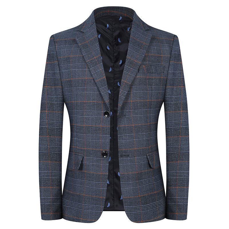 Jarné A Jesenné Tenké Pánske Blejzre Ležérne Kárované Voľné Slim Fit Fešák Trend