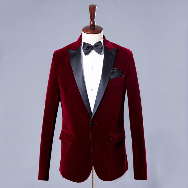 Pánske Blejzre Ležérne Šaty Burgundsko Velveteen Royal Blue