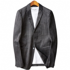 Pánske Saká Casual Business Gold Velvet Check Black