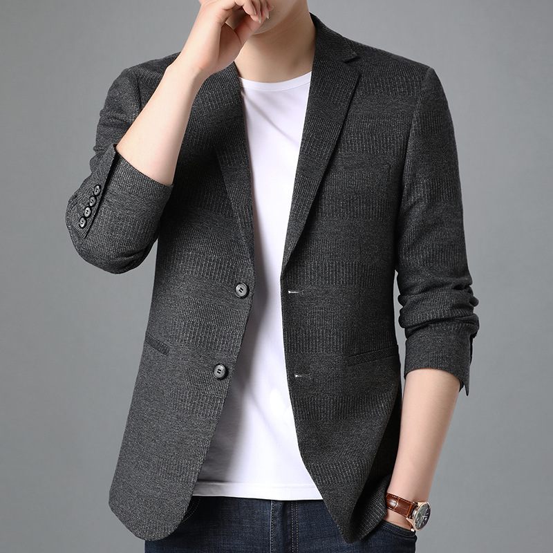 Pánske Sako Slim Fit Jednofarebné Ležérne Jednoprsia S Dvoma Gombíkmi