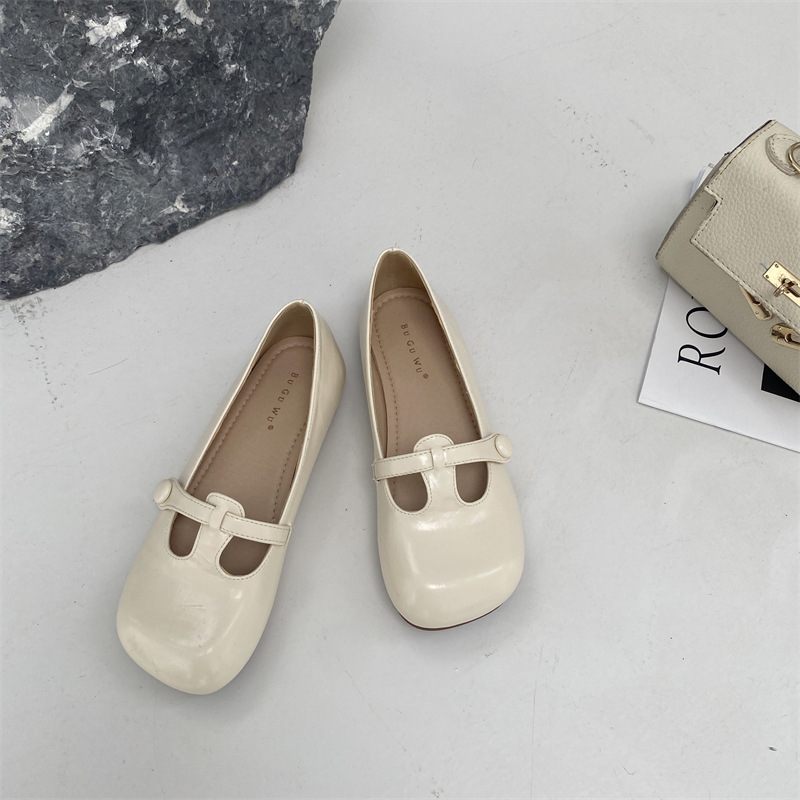 Okrúhla Špička Elegantné Mäkké Spodné Ploché Topánky Dámske Jarné A Jesenné Retro Tehotenské Hrášok Letného Štýlu