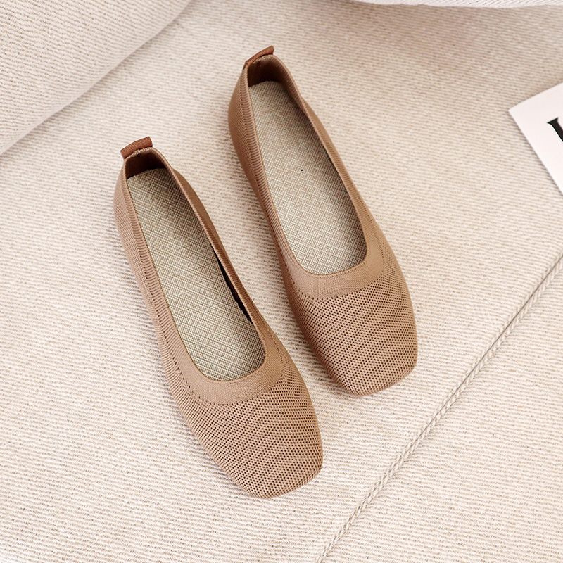 Ploché Topánky Dámske 2023 Jarné Nové Pletené Slip-on Hráškové Bežné Babské